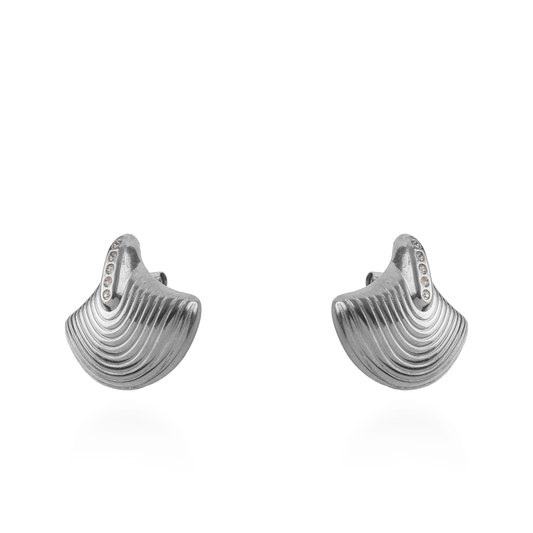 Σκουλαρίκια καρφωτά με ζιργκόν Mar and Mar Ginkgo (Silver) από ανοξείδωτο ατσάλι