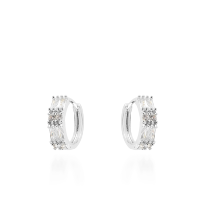 Σκουλαρίκια κρίκοι με ζιργκόν Mar and Mar Genevry Silver από ανοξείδωτο ατσάλι