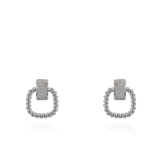 Σκουλαρίκια κρεμαστά με ζιργκόν Mar and Mar Livra (Silver)