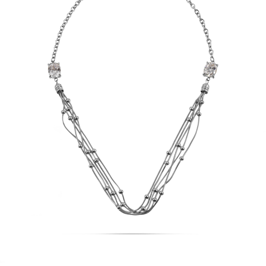Κολιέ με πέτρες ζιργκόν Mar and Mar Eloria (Silver) από ανοξείδωτο ατσάλι