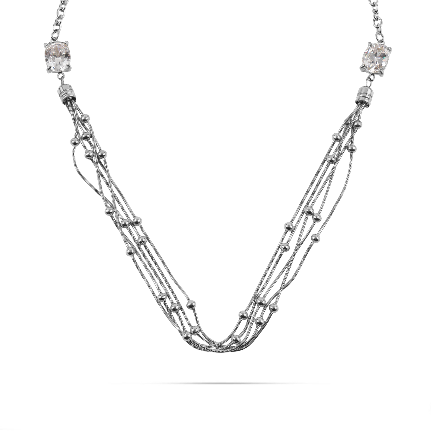 Κολιέ με πέτρες ζιργκόν Mar and Mar Eloria (Silver) από ανοξείδωτο ατσάλι