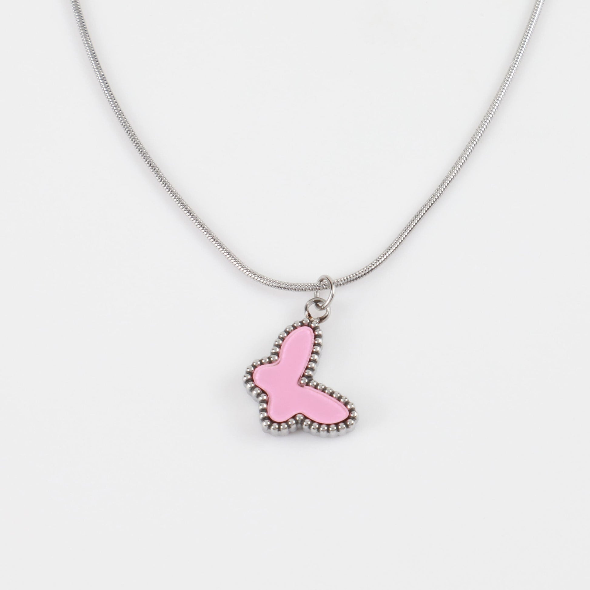 Παιδικό κολιέ με πεταλούδα Mar &amp; Mar Pink Butterfly Kids από ανοξείδωτο ατσάλι