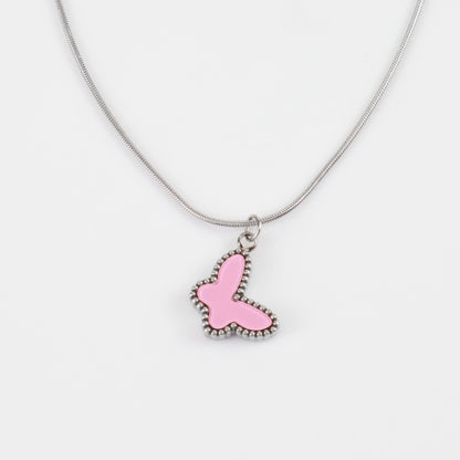 Παιδικό κολιέ με πεταλούδα Mar &amp; Mar Pink Butterfly Kids από ανοξείδωτο ατσάλι