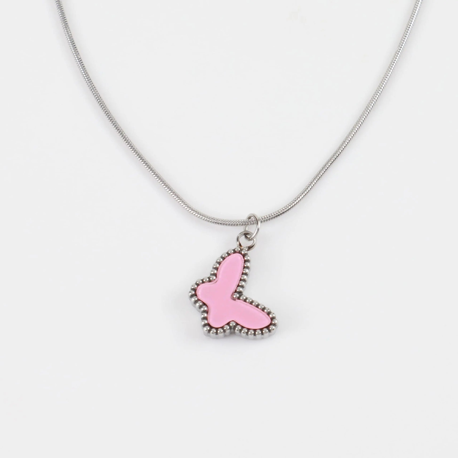 Παιδικό κολιέ με πεταλούδα Mar &amp; Mar Pink Butterfly Kids από ανοξείδωτο ατσάλι