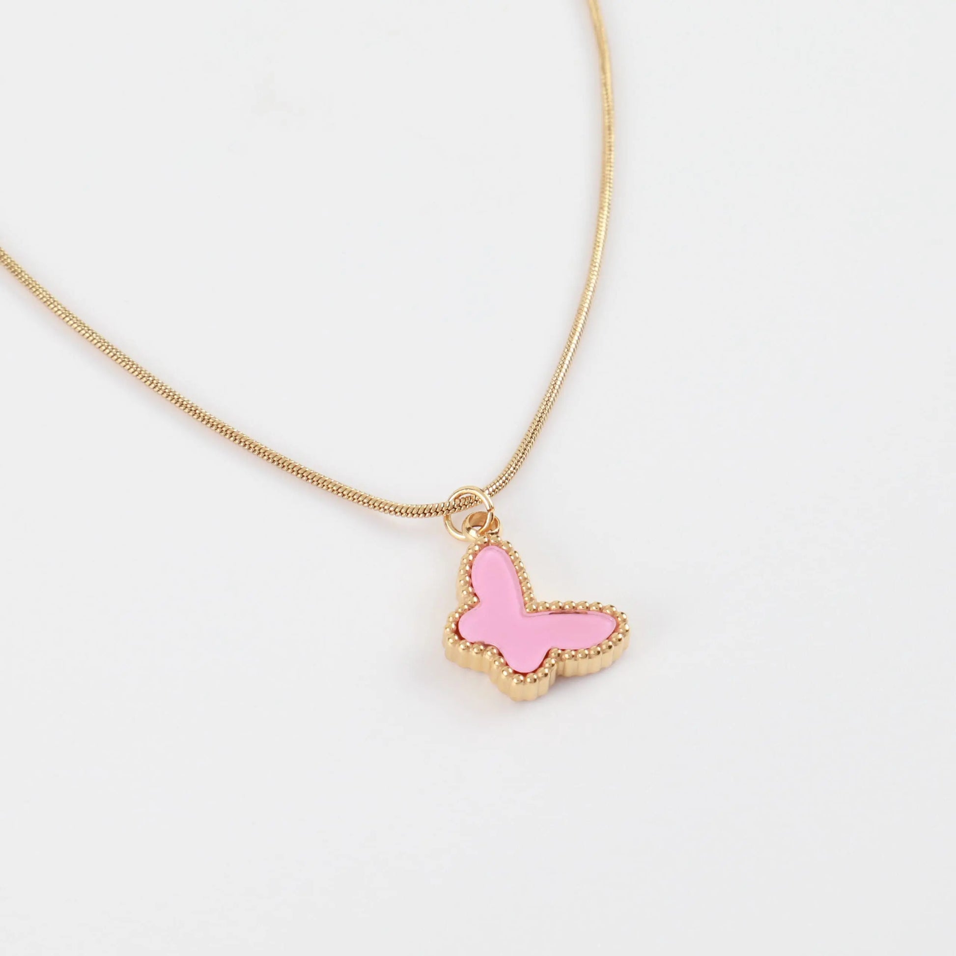 Παιδικό κολιέ με πεταλούδα Mar &amp; Mar Pink Butterfly Kids από ανοξείδωτο ατσάλι