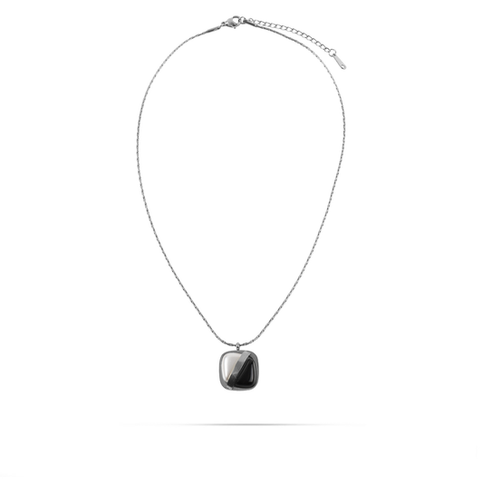 Κολιέ με πέτρα όνυχα και πέρλα Mar and Mar Xylda (Silver) από ανοξείδωτο ατσάλι