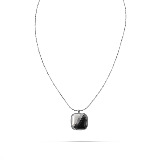 Κολιέ με πέτρα όνυχα και πέρλα Mar and Mar Xylda (Silver) από ανοξείδωτο ατσάλι