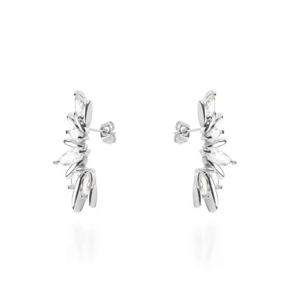 Σκουλαρίκια καρφωτά με ζιργκόν Mar and Mar Halindra Silver από ανοξείδωτο ατσάλι