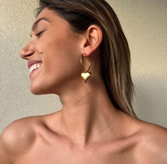 Σκουλαρίκια κρεμαστά καρδιά Mar and Mar Donetta Earrings από ανοξείδωτο ατσάλι