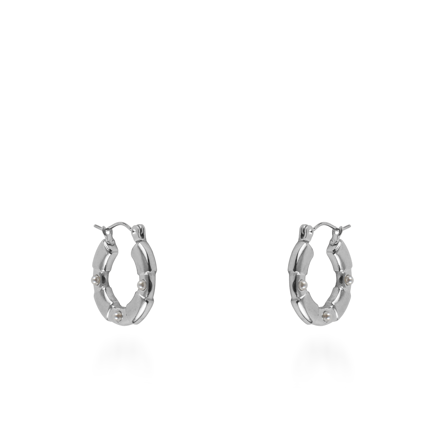 Σκουλαρίκια κρίκοι με πέρλες Mar and Mar Ersa (Silver) από ανοξείδωτο ατσάλι