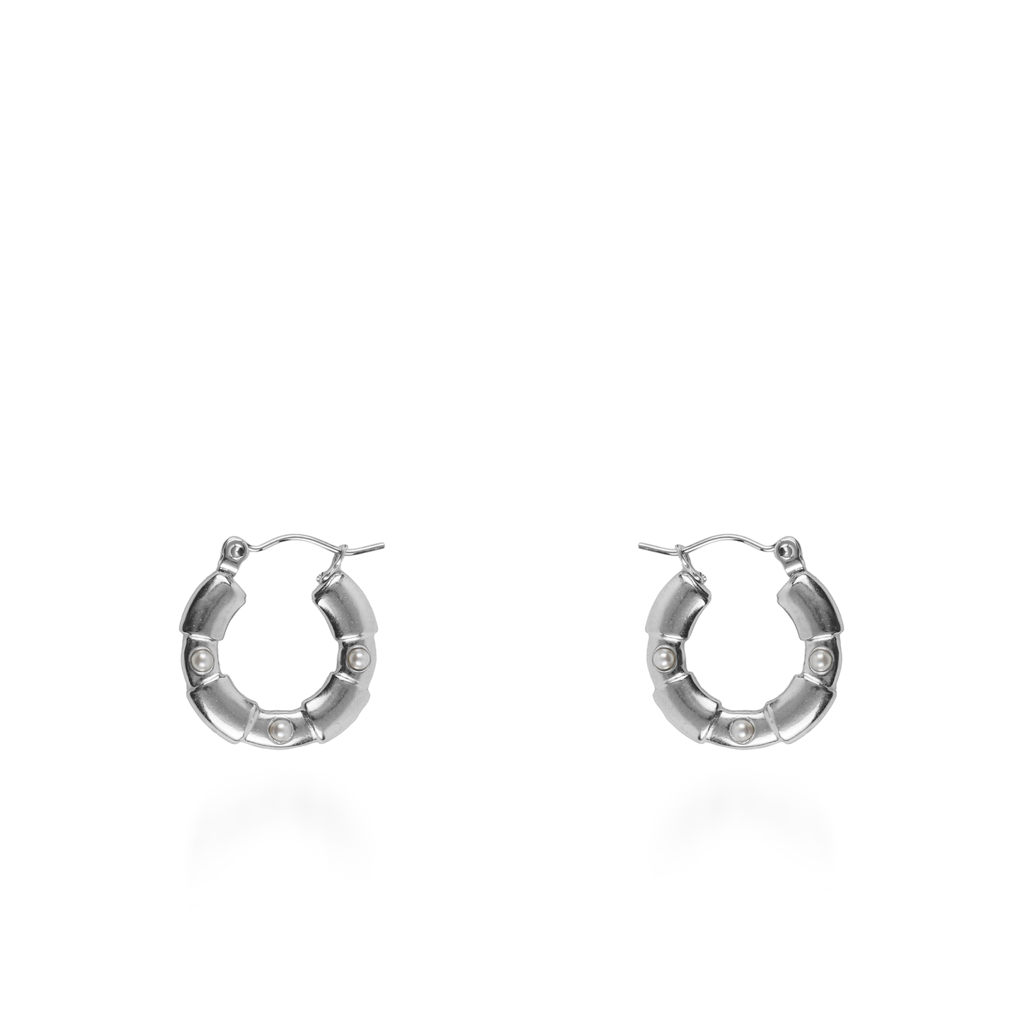 Σκουλαρίκια κρίκοι με πέρλες Mar and Mar Ersa (Silver) από ανοξείδωτο ατσάλι