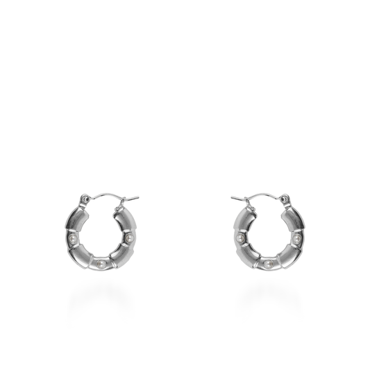 Σκουλαρίκια κρίκοι με πέρλες Mar and Mar Ersa (Silver) από ανοξείδωτο ατσάλι