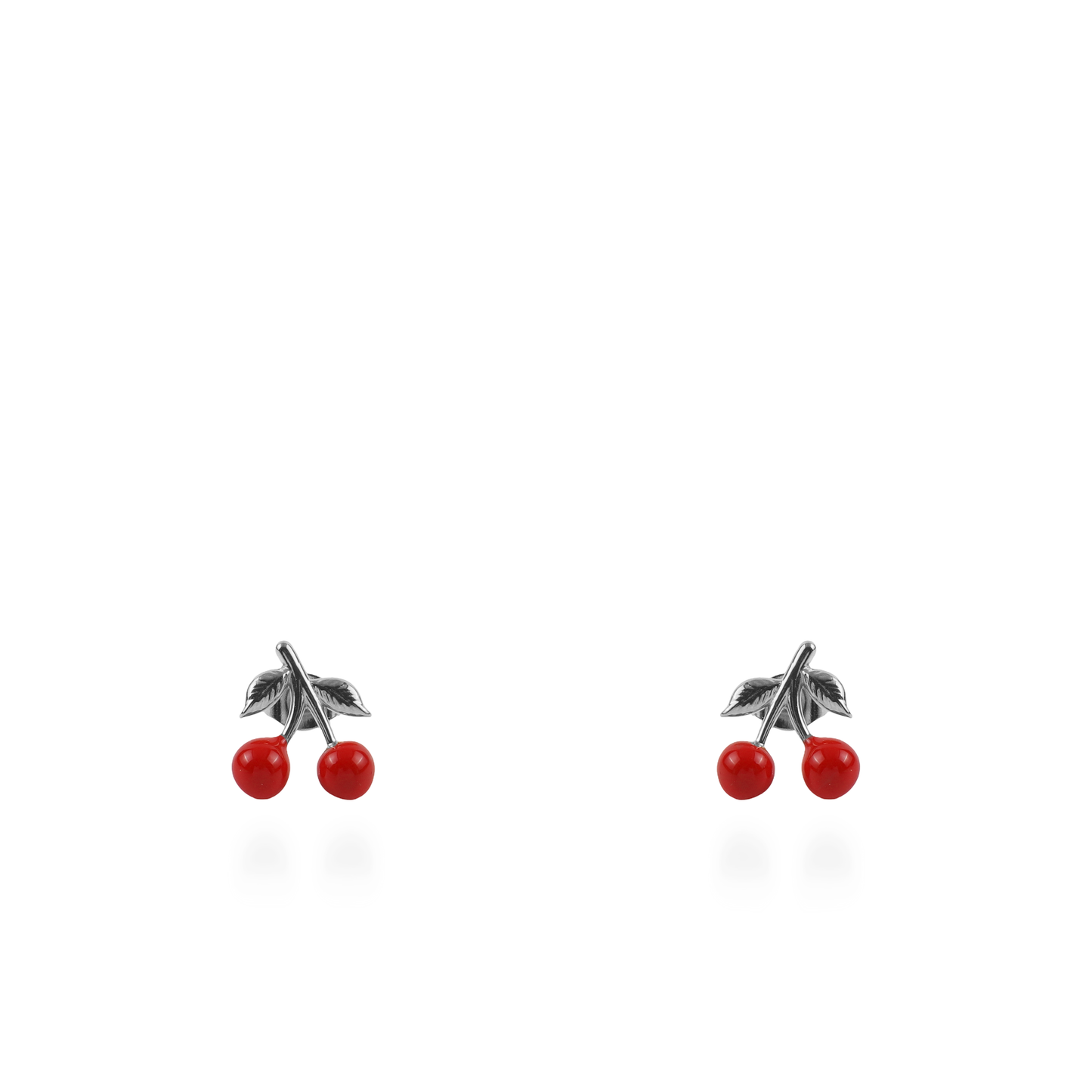 Σκουλαρίκια καρφωτά κερασάκια Mar and Mar Cherries (Silver) από ανοξείδωτο ατσάλι