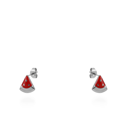 Σκουλαρίκια καρφωτά καρπούζι Mar and Mar Watermelon (Silver) από ανοξείδωτο ατσάλι