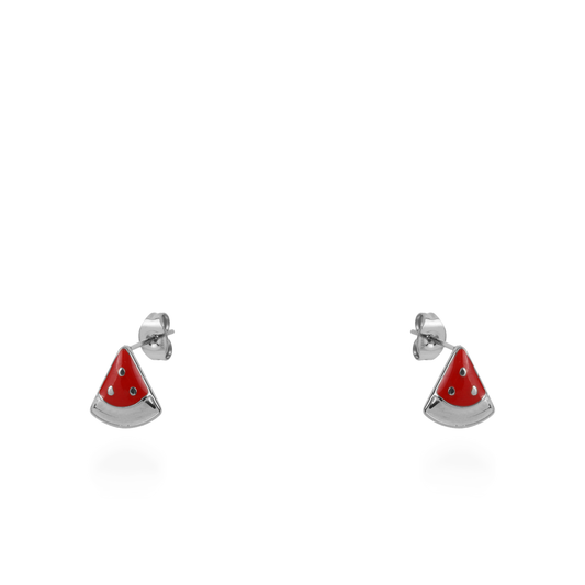Σκουλαρίκια καρφωτά καρπούζι Mar and Mar Watermelon (Silver) από ανοξείδωτο ατσάλι