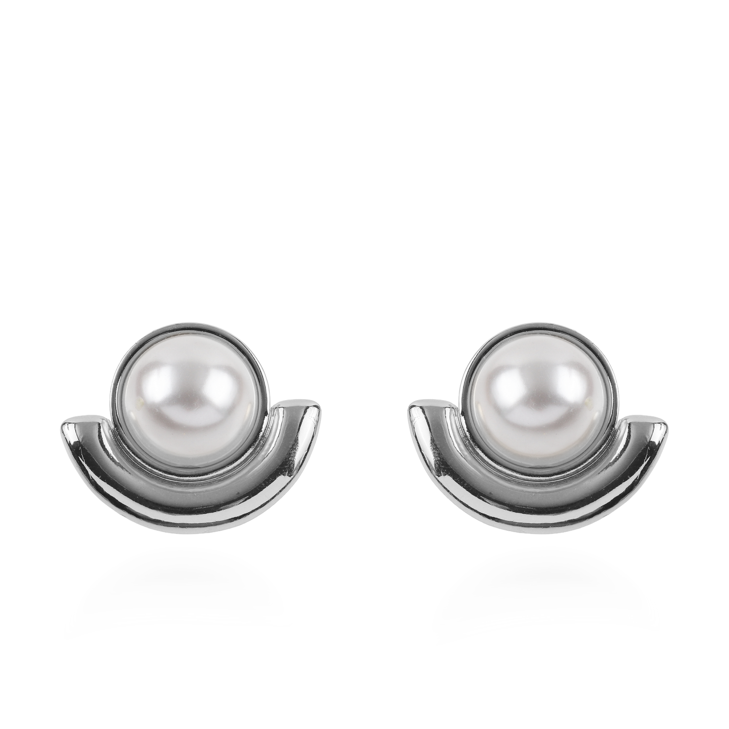 Σκουλαρίκια καρφωτά με πέρλα Mar and Mar Lysda (Silver) από ανοξείδωτο ατσάλι