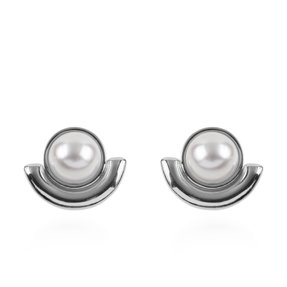 Σκουλαρίκια καρφωτά με πέρλα Mar and Mar Lysda (Silver) από ανοξείδωτο ατσάλι