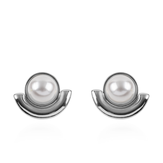 Σκουλαρίκια καρφωτά με πέρλα Mar and Mar Lysda (Silver) από ανοξείδωτο ατσάλι