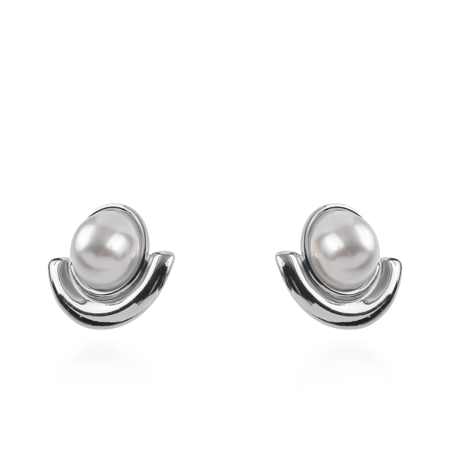 Σκουλαρίκια καρφωτά με πέρλα Mar and Mar Lysda (Silver) από ανοξείδωτο ατσάλι