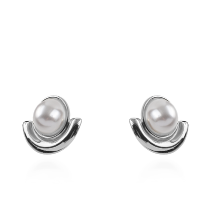 Σκουλαρίκια καρφωτά με πέρλα Mar and Mar Lysda (Silver) από ανοξείδωτο ατσάλι
