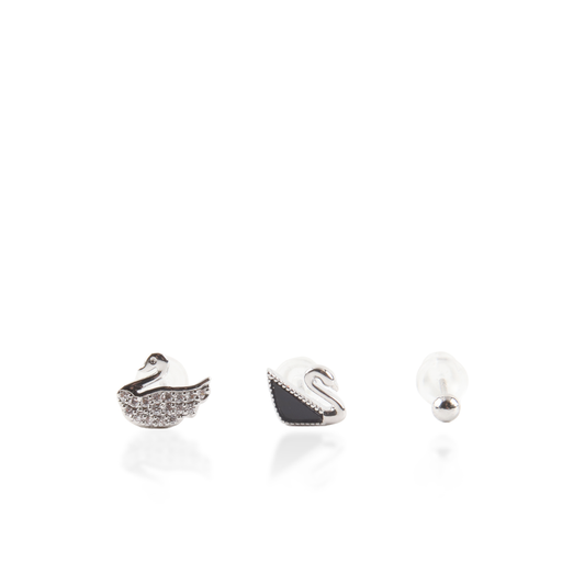 Σετ σκουλαρίκια με κύκνο και ζιργκόν Mar & Mar Set Black Swan Studs (Silver)