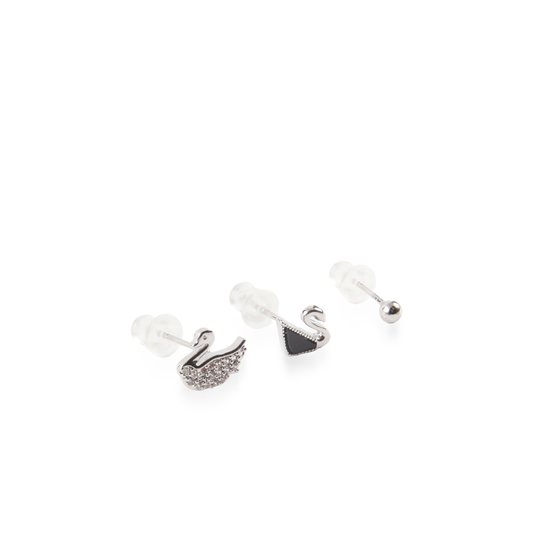 Σετ σκουλαρίκια με κύκνο και ζιργκόν Mar & Mar Set Black Swan Studs (Silver)