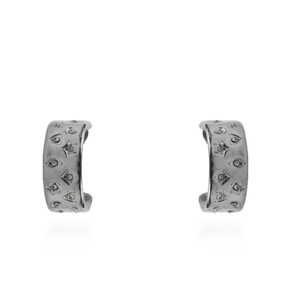 Σκουλαρίκια κρίκοι με ζιργκόν Mar and Mar Zelestry (Silver) από ανοξείδωτο ατσάλι
