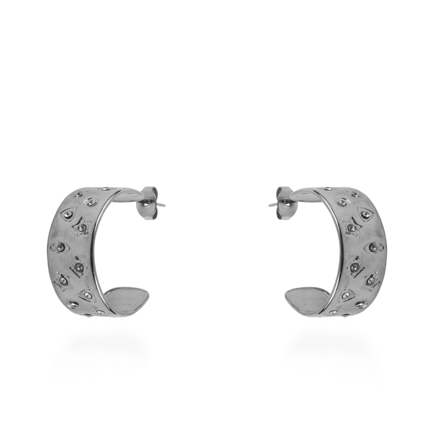 Σκουλαρίκια κρίκοι με ζιργκόν Mar and Mar Zelestry (Silver) από ανοξείδωτο ατσάλι