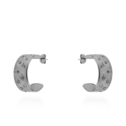 Σκουλαρίκια κρίκοι με ζιργκόν Mar and Mar Zelestry (Silver) από ανοξείδωτο ατσάλι