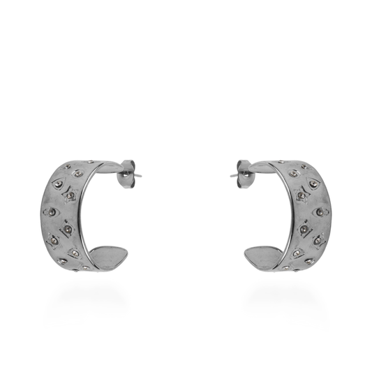 Σκουλαρίκια κρίκοι με ζιργκόν Mar and Mar Zelestry (Silver) από ανοξείδωτο ατσάλι