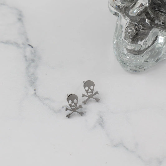Σκουλαρίκια καρφωτά με νεκροκεφαλή Mar and Mar Skull από ανοξείδωτο ατσάλι