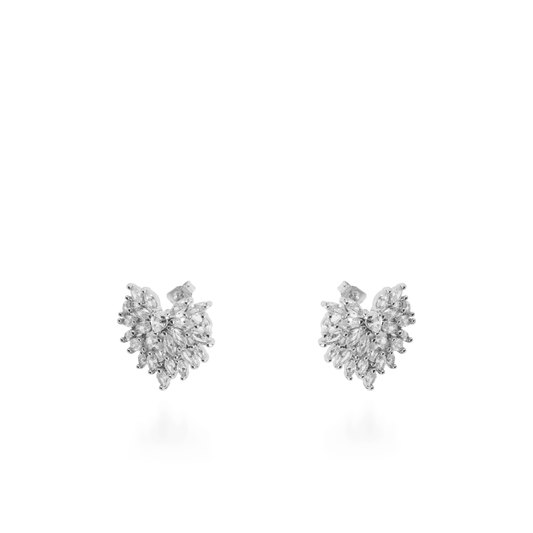 Σκουλαρίκια καρφωτά με ζιργκόν Mar and Mar Almeria Silver από ανοξείδωτο ατσάλι