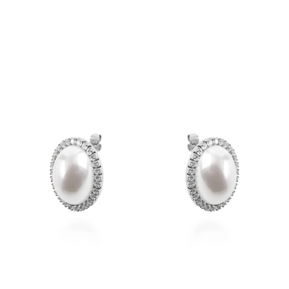 Σκουλαρίκια καρφωτά με πέρλα Mar and Mar Brittey Silver από ανοξείδωτο ατσάλι