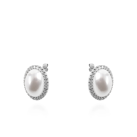Σκουλαρίκια καρφωτά με πέρλα Mar and Mar Brittey Silver από ανοξείδωτο ατσάλι
