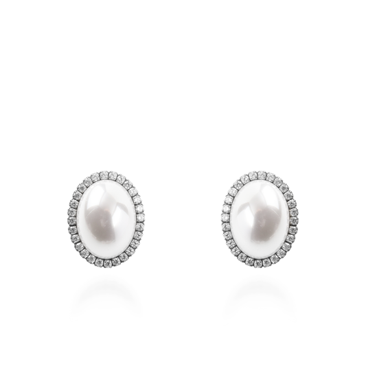 Σκουλαρίκια καρφωτά με πέρλα Mar and Mar Brittey Silver από ανοξείδωτο ατσάλι