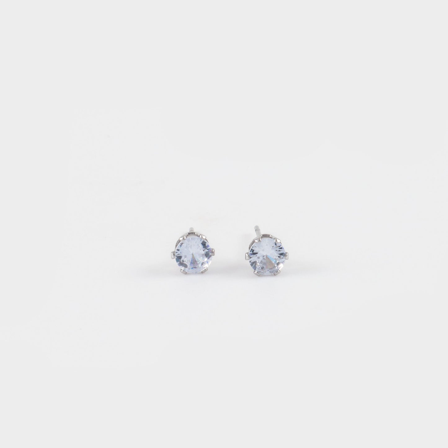 Σκουλαρίκια καρφωτά με πέτρα ζιργκόν Mar and Mar Dimen Round Silver από Ανοξείδωτο Ατσάλι