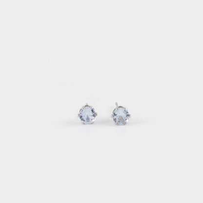 Σκουλαρίκια καρφωτά με πέτρα ζιργκόν Mar and Mar Dimen Round Silver από Ανοξείδωτο Ατσάλι