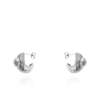 Σκουλαρίκια καρφωτά με πέρλα Mar and Mar Visty Silver από ανοξείδωτο ατσάλι