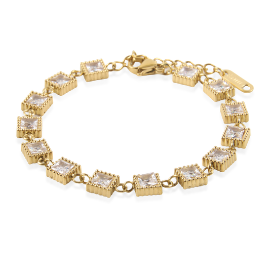 Αλυσίδα χεριού με ζιργκόν Mar and Mar Athena Cube από ανοξείδωτο ατσάλι