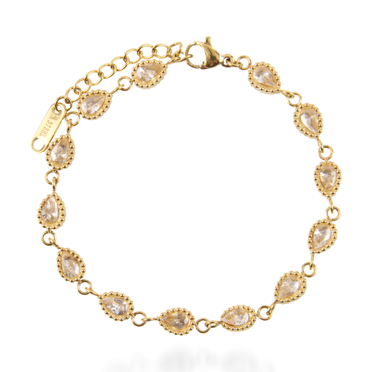 Αλυσίδα χεριού με ζιργκόν Mar and Mar Athena Tear Petite από ανοξείδωτο ατσάλι