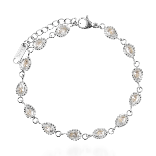 Αλυσίδα χεριού με ζιργκόν Mar and Mar Athena Tear Petite Silver από ανοξείδωτο ατσάλι