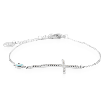Βραχιόλι με ματάκι και σταυρό Mar and Mar Cross Eye Silver από ανοξείδωτο ατσάλι