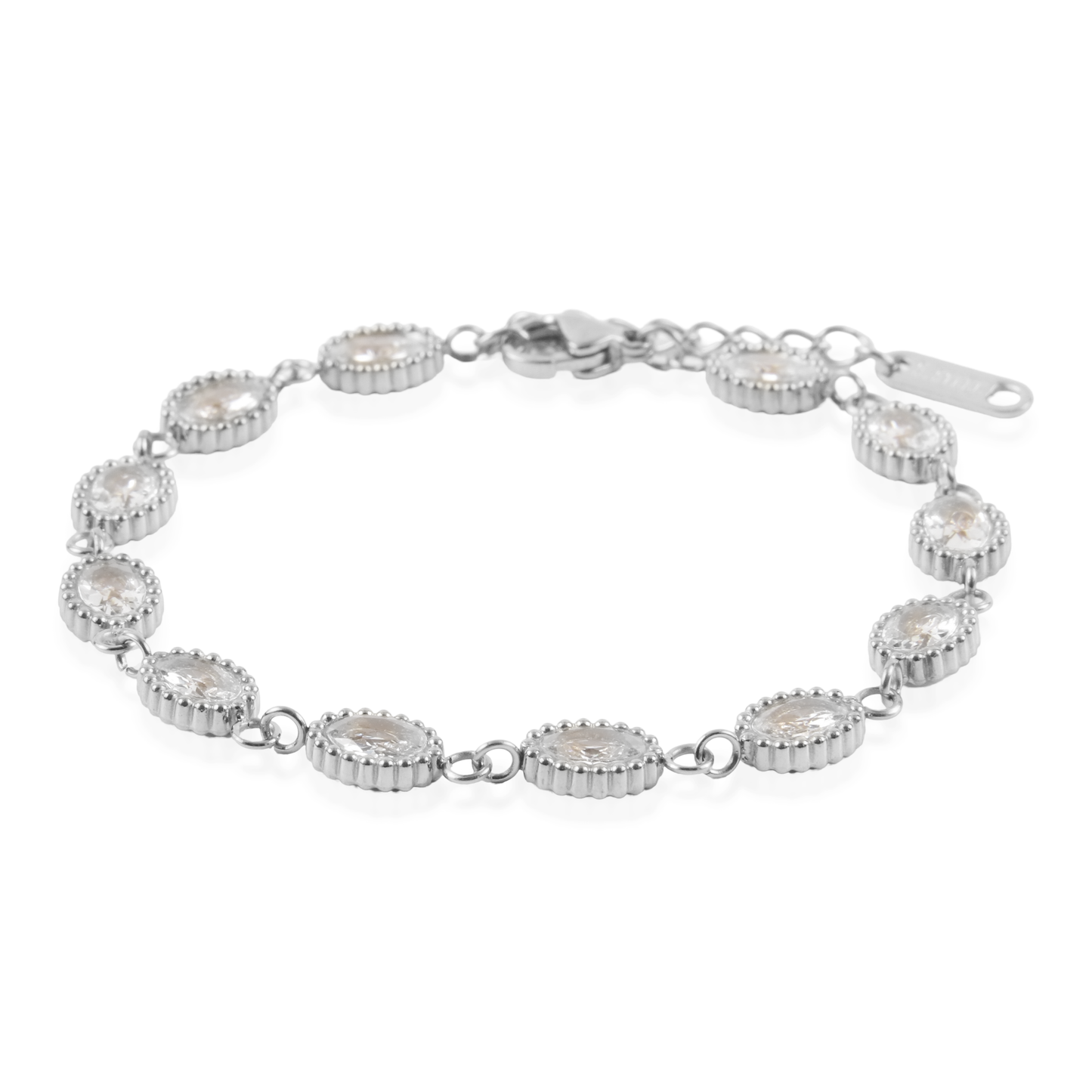 Αλυσίδα χεριού με ζιργκόν Mar and Mar Athena Oval Silver από ανοξείδωτο ατσάλι
