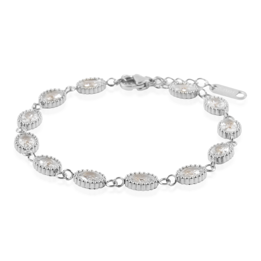 Αλυσίδα χεριού με ζιργκόν Mar and Mar Athena Oval Silver από ανοξείδωτο ατσάλι