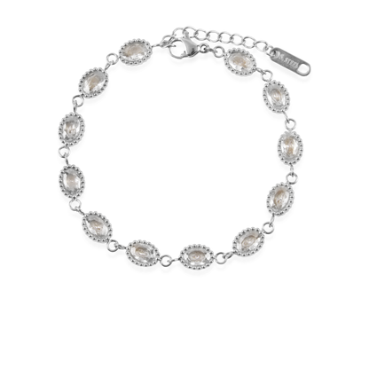 Αλυσίδα χεριού με ζιργκόν Mar and Mar Athena Oval Silver από ανοξείδωτο ατσάλι