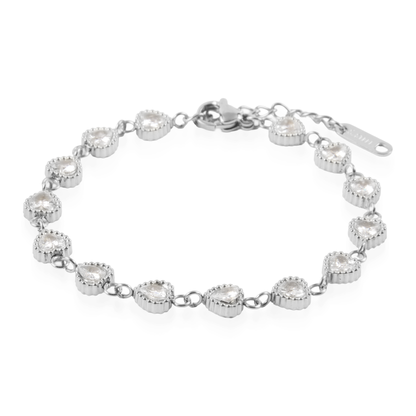 Αλυσίδα χεριού με ζιργκόν Mar and Mar Athena Heart Silver από ανοξείδωτο ατσάλι