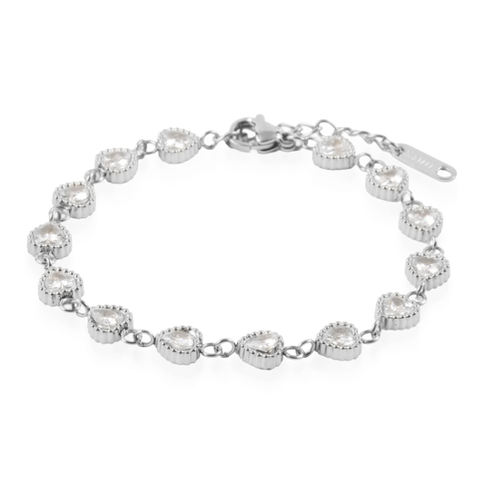 Αλυσίδα χεριού με ζιργκόν Mar and Mar Athena Heart Silver από ανοξείδωτο ατσάλι