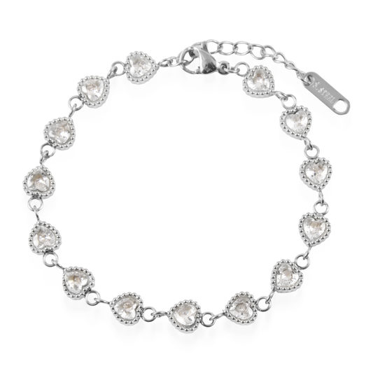 Αλυσίδα χεριού με ζιργκόν Mar and Mar Athena Heart Silver από ανοξείδωτο ατσάλι