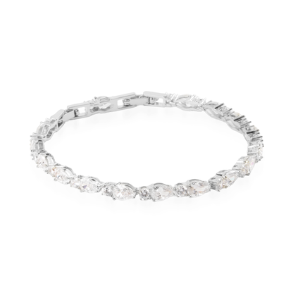 Αλυσίδα χεριού με ζιργκόν Mar and Mar Crystal Clutch Silver από ανοξείδωτο ατσάλι