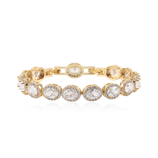 Αλυσίδα χεριού με ζιργκόν Mar and Mar Crystal Oval Clutch από ανοξείδωτο ατσάλι